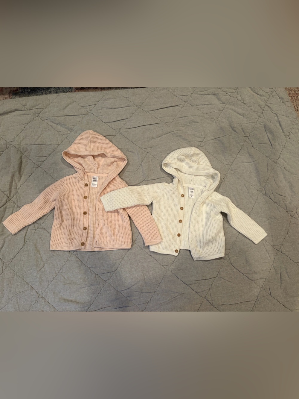 12 mo Carters Baby Knitted Hooded Cardigan Duo - Pink & Cream